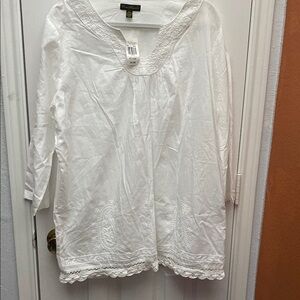 Sweet Mongolia White Embroidered Women's Top Size XXL